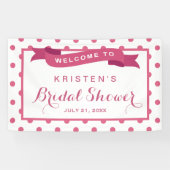 Girly Pink Polka Dots Ribbon Brautparty Banner (Horizontal)
