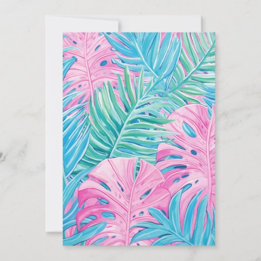 Girly Pink Pool Party Tropical Birthday Girl Einladung (Rückseite)