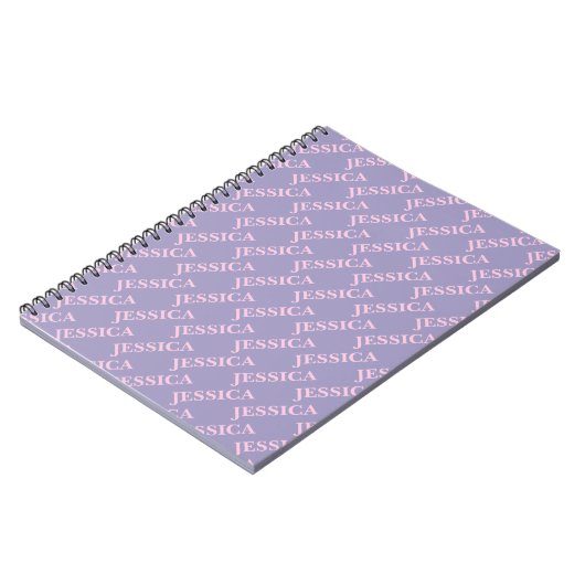 Girly Pink & Purple Name Feminine Office Notizblock (Linke Seite)