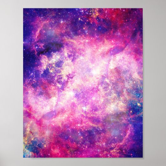 Girly Pink Purple Space Nebula Galaxy Poster (Vorne)