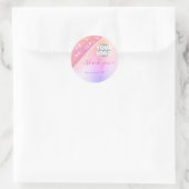 Girly Pink Rainbow Ombre Glitzer Rain Vielen Dank Runder Aufkleber (Tasche)