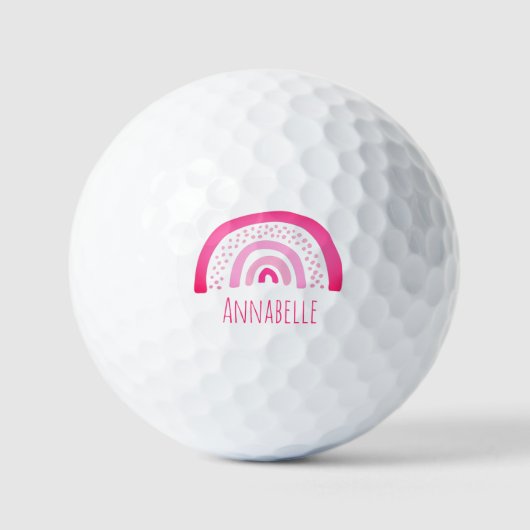 Girly Pink Rainbow Vorname Golfball (Vorderseite)