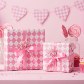Girly Pink Raute Diamond Pattern Geschenkpapier
