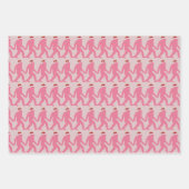 Girly Pink & Red Bigfoot Weihnachtsfeiern Geschenkpapier Set (Vorderseite)