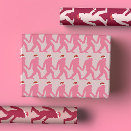Girly Pink & Red Bigfoot Weihnachtsfeiern Geschenkpapier Set