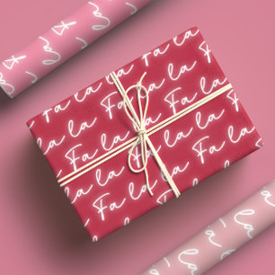 Girly Pink & Red Fa La Calligraphy Weihnachten Geschenkpapier Set