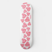 Girly Pink Red Modern Liebe Herz Individuelle Name Skateboard (Vorderseite)