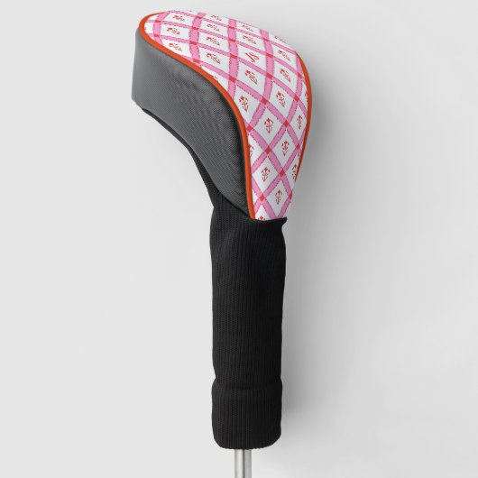 Girly Pink & Red Muster mit Initialen Golf Headcover (angewinkelt)