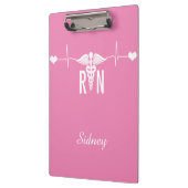 Girly Pink Registered Nurse EKG Caduceus Symbol Klemmbrett (Links)