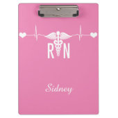 Girly Pink Registered Nurse EKG Caduceus Symbol Klemmbrett (Vorderseite)