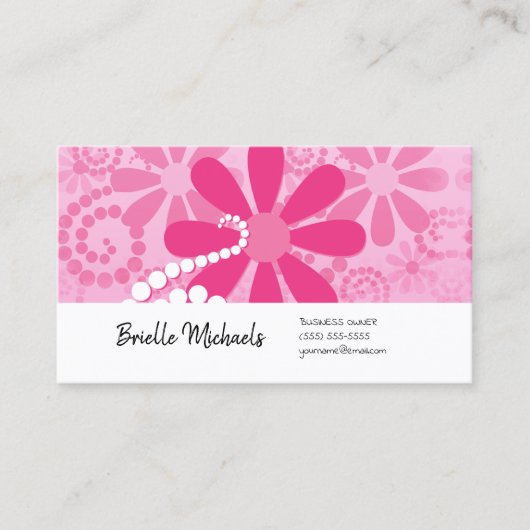 Girly Pink Retro Daisy Blume Niedliches Blumenmust Visitenkarte (Vorderseite)