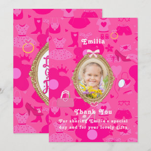 Girly Pink Retro Puppe Lass uns Geburtstag Party g Einladung