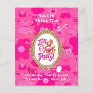 Girly Pink Retro Puppe Lass uns Geburtstag Party g Flyer
