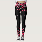 Girly Pink Romantische Liebe hört schwarz Leggings (Vorderseite)