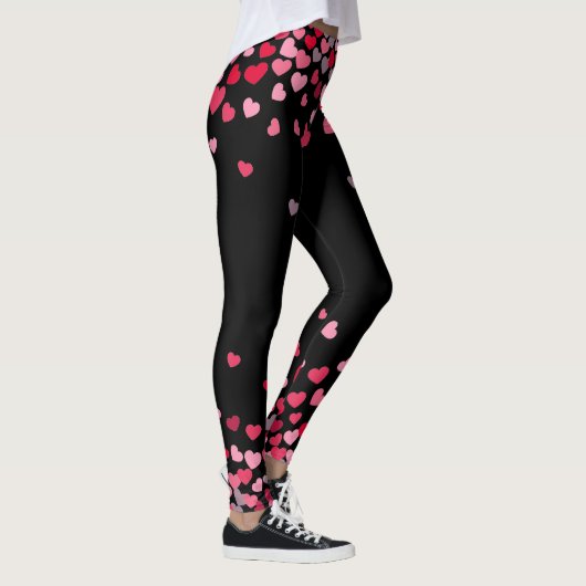 Girly Pink Romantische Liebe hört schwarz Leggings (Rechts)