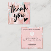 Girly pink Rosa Glitzer Marmor Chic Danke Quadratische Visitenkarte (Vorne/Hinten)
