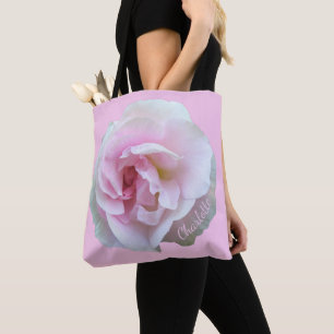 Girly Pink Rose auf hellrosa Personalisierte Tasch Tasche