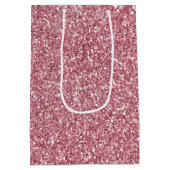 Girly Pink Rose Glitzer Mittlere Geschenktüte (Rückseite)