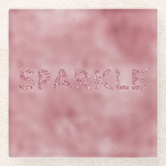 Girly Pink Rose Glitzer Sparkle Glasuntersetzer (Vorderseite)