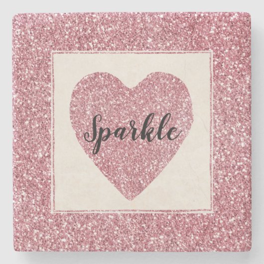 Girly Pink Rose Glitzer Sparkle Steinuntersetzer (Vorderseite)
