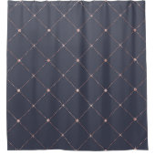 Girly Pink Rose Gold Diamond Navy Blue Geometric Duschvorhang (Vorderseite)