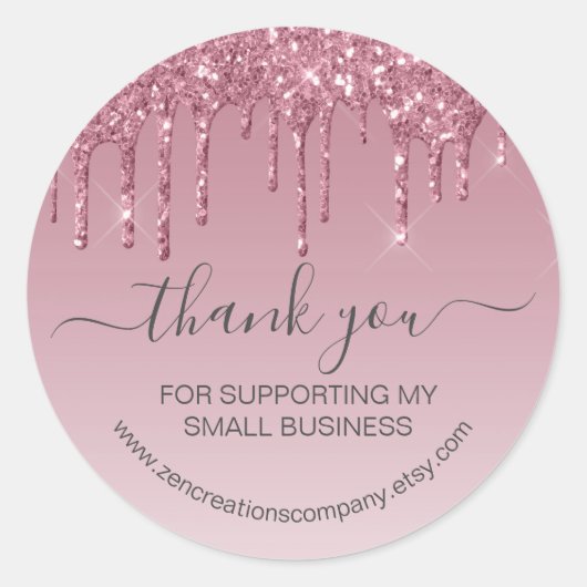 Girly Pink Rose Gold Drilling Imitate Glitzer Runder Aufkleber (Vorderseite)