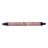 Girly Pink Rose Gold Leopard Monogram Eleganter Na Kugelschreiber (Vorderseite)