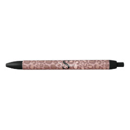 Girly Pink Rose Gold Leopard Monogram Eleganter Na Kugelschreiber