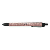 Girly Pink Rose Gold Leopard Monogram Eleganter Na Kugelschreiber (Unterseite)