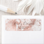 Girly Pink Rose Gold Marmor Glitzer Rücksendeadres (Insitu)