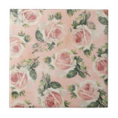 Girly Pink Rose Tile Fliese (Vorderseite)