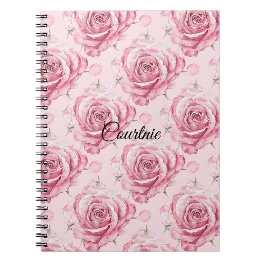 Girly Pink Roses Floral Notizblock (Vorderseite)