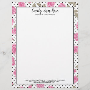 Girly Pink Roses Script Girl Floral Stationary Briefbogen