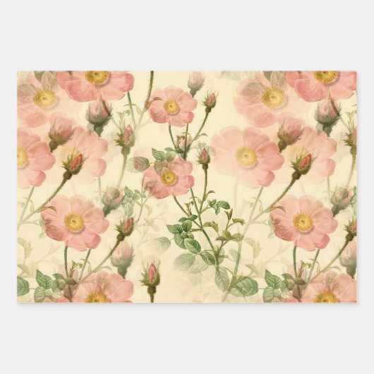 Girly Pink Rustic stilvolle Bouquets Geschenkpapier Set (Vorderseite)