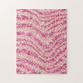 Girly Pink Schimmer Zebra-Muster Puzzle