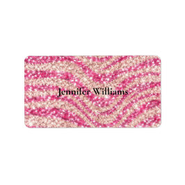 Girly Pink Schimmernder Zebrastreifen             Adressaufkleber
