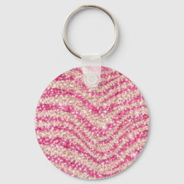 Girly Pink Schimmernder Zebrastreifen             Schlüsselanhänger