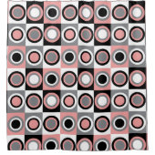 Girly Pink Schwarz-weiß Circle Pattern Duschvorhang (Vorderseite)