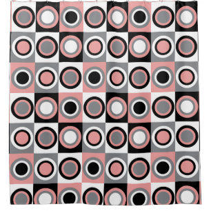 Girly Pink Schwarz-weiß Circle Pattern Duschvorhang