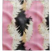 Girly Pink Schwarz-weiß Gold Cowhide Duschvorhang (Vorderseite)