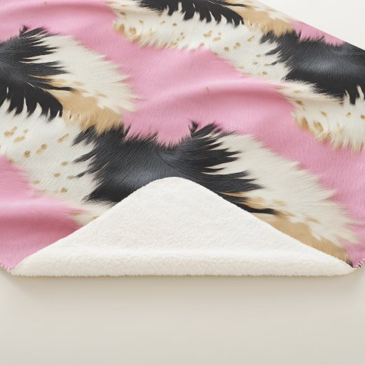 Girly Pink Schwarz-weiß Gold Cowhide Sherpadecke (3/4)