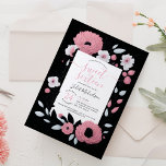Girly Pink Schwarz-weiß Ranunculus Floral Sweet 16 Einladung<br><div class="desc">Dieses hübsche und elegante 16 . Geburtstag Geburtstagsfest lädt zum Verweilen ein. Es ist mit rosa, weiß und schwarz gestrichenen Blume und Blätter in der Rose um eine zarte Typografie und einen schlichten Schwarz-Weiß-Hintergrund ausgestattet. Es ist modern, elegant, cool, stilvoll und hübsch, das perfekte Design für ihren besonderen Tag. ***WICHTIGE...</div>