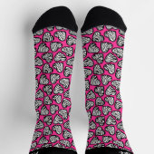 Girly pink schwarz-weiße Zebraherzen mit Namen Socken (Oben)