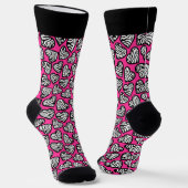 Girly pink schwarz-weiße Zebraherzen mit Namen Socken (Gewinkelt)