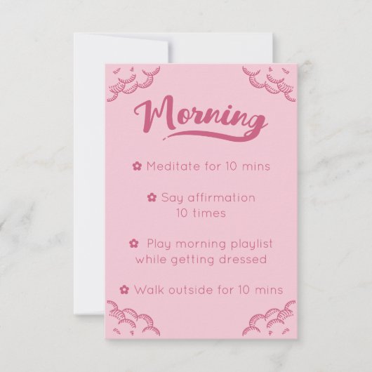 Girly Pink Script Mindful Morning Routine Card Einladung (Vorderseite)