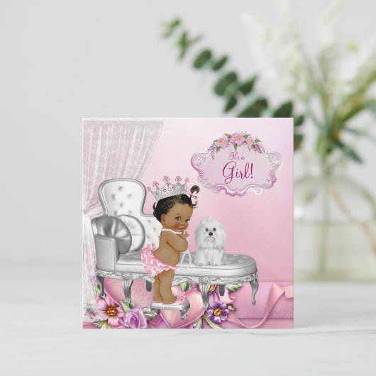 Girly Pink Sessel Princess Baby Dusche Einladung (Stehend Vorderseite)