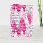 Girly Pink Silver Glam Christmas Trees Karte (Rückseite)