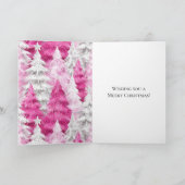 Girly Pink Silver Glam Christmas Trees Karte (Innenseite)
