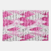 Girly Pink Silver Glam Christmas Trees Stripes Geschirrtuch (Horizontal)