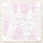 Girly Pink Silver Glam Christmas Trees Stripes Glasuntersetzer (Rückseite)
